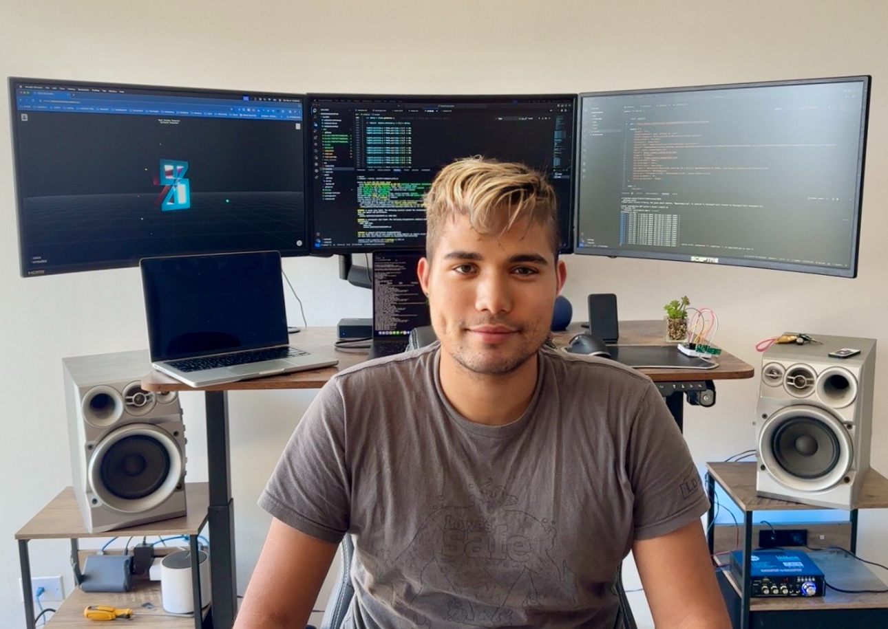 Simon Bermudez at his studio workstation